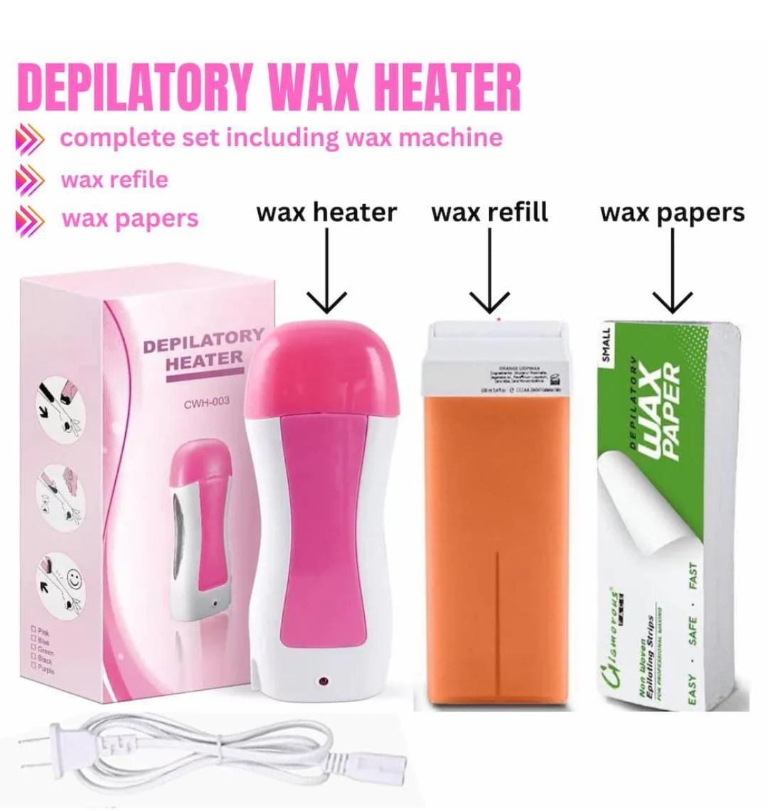 3-in-1 Depilatory Wax Heater & Roll-On Epilator – Full-Body Hair Removal