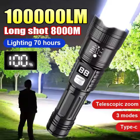 Ultra Bright LED Flashlight Powerful Tactical Torch 15000mah