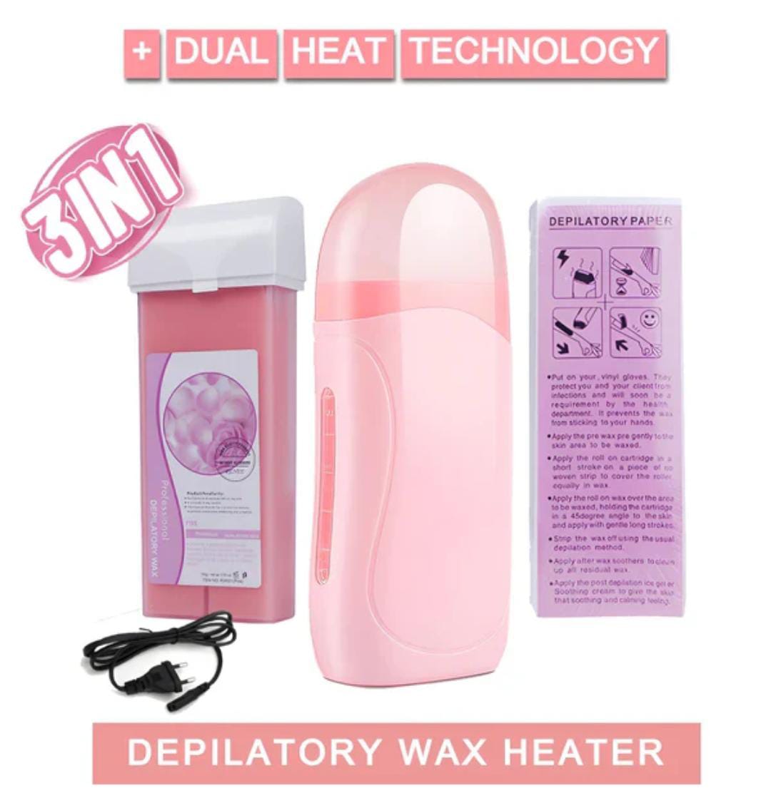 3-in-1 Depilatory Wax Heater & Roll-On Epilator – Full-Body Hair Removal